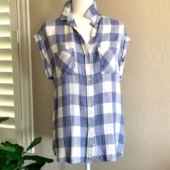 Rails Britt S/S Top in River/White Check - Picture 2 of 13